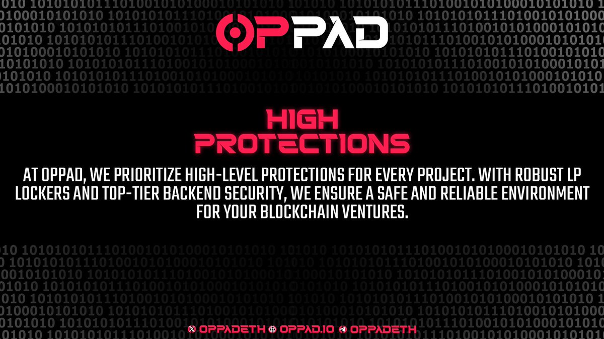 OPPADETH's tweet photo. 🔒 High Protections 🔒

We prioritize high-level protections for every project. With robust LP lockers and top-tier backend security, we ensure a safe and reliable environment for your blockchain ventures.

🔴Join us and experience the future of secure project launches!

#Oppad #BlockchainSecurity #DeFi #Crypto