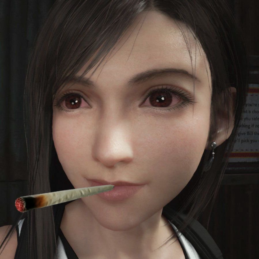 tifa: are you high?
aerith: am i what?
tifa: high
aerith: hi