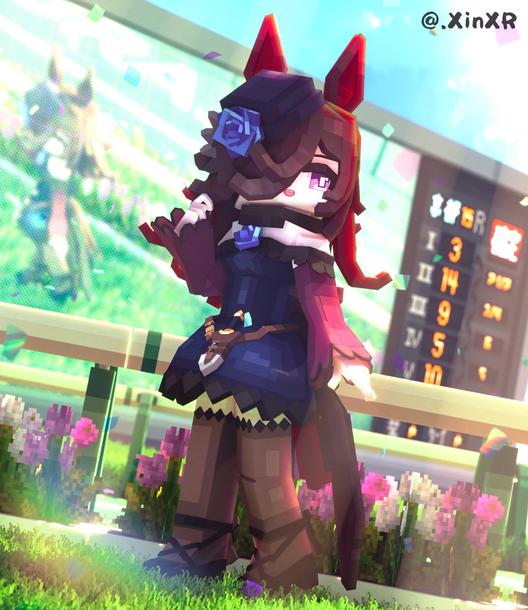 X7NXR's tweet image. #ライスシャワー #ウマ娘   #Blockbench #lowpoly #YSM