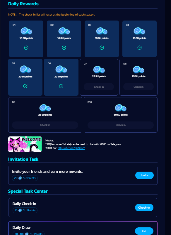 Have you heard about <a href="/UneWeb3/">UNE💿</a> and <a href="/soneium/">Soneium 💿</a>? 🚀🎮

🎉 Join the login event to win 150,000 ACS! 💰🔥

🎮 Pro Tips – Easy ways to earn points on <a href="/UneWeb3/">UNE💿</a>:

✅ Log in and check in daily (resets every 24 hours) 🗓️✨

🎟️ Daily Draw (fee: 2 $ASTR): win 30-100 SU! 🍀💎

📢 Complete