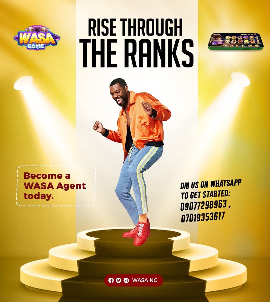WASA_NG's tweet photo. 📢📢📢📢📢📢📢📢
BECOME A WASA🛑AGENT TODAY!
Earn up to ₦200,000💵weekly and enjoy exclusive benefits!
💜Comment below or send📝Dm now to sign up!!
#beanagent #wasaagent #wasagame #casinoonline #casinogames #casinoslotgames #PlayAndEarn https://t.co/GIvfgNDpUK
