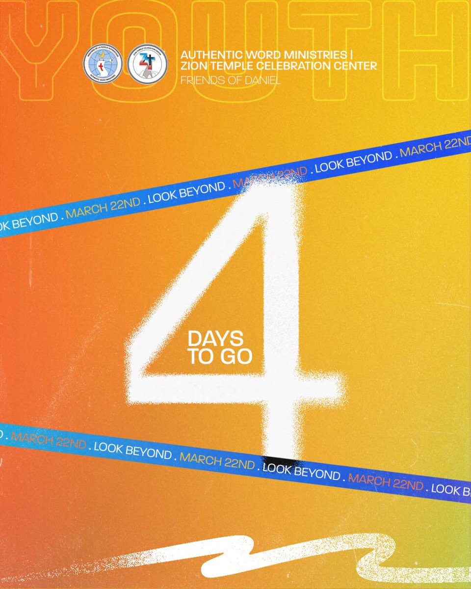 ZionTempleCC's tweet photo. Just 4 days to go until the “Look Beyond” youth conference! Are you and your friends ready? Make sure not to miss it this Saturday, March 22, 2025 at 3:00 PM.

We will be glad to have you🙌🏾

#AWM #ZTCC #BeyondLimitation https://t.co/2q3hDbC9Ss