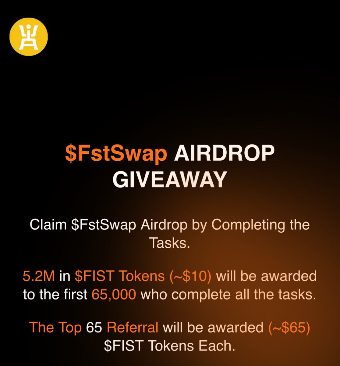 Ikdcrypto_'s tweet image. Estimated time I would need from you :2 mins 

$Fst by @FstSwapFinance is doing an airdrop giveaway away till march 20 

$10 to the first 65 000 and mind you we are still 3500 so we are superearly 

Join now 

fstswap-airdrop-giveaway.cryptoxp.xyz/?ref=Kalzy001

Don’t bookmark take action
#Airdrops #FstSwap