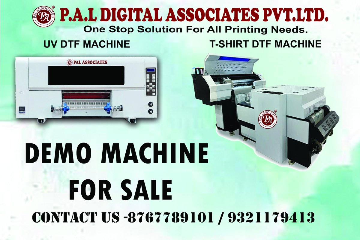 Avail Demo Machine of UV DTF MACHINE &amp; TSHIRT DTF MACHINE.
Visit our Demo Centre for Live Demo.
#uvdtfsticker #uvdtfprinting #uvdtfprinter #uvdtftransfer #tshirtprinting #tshirtdtf Pal Associates India
CONTACT US
9321179413 / 8767789101
palassociatesindia.com