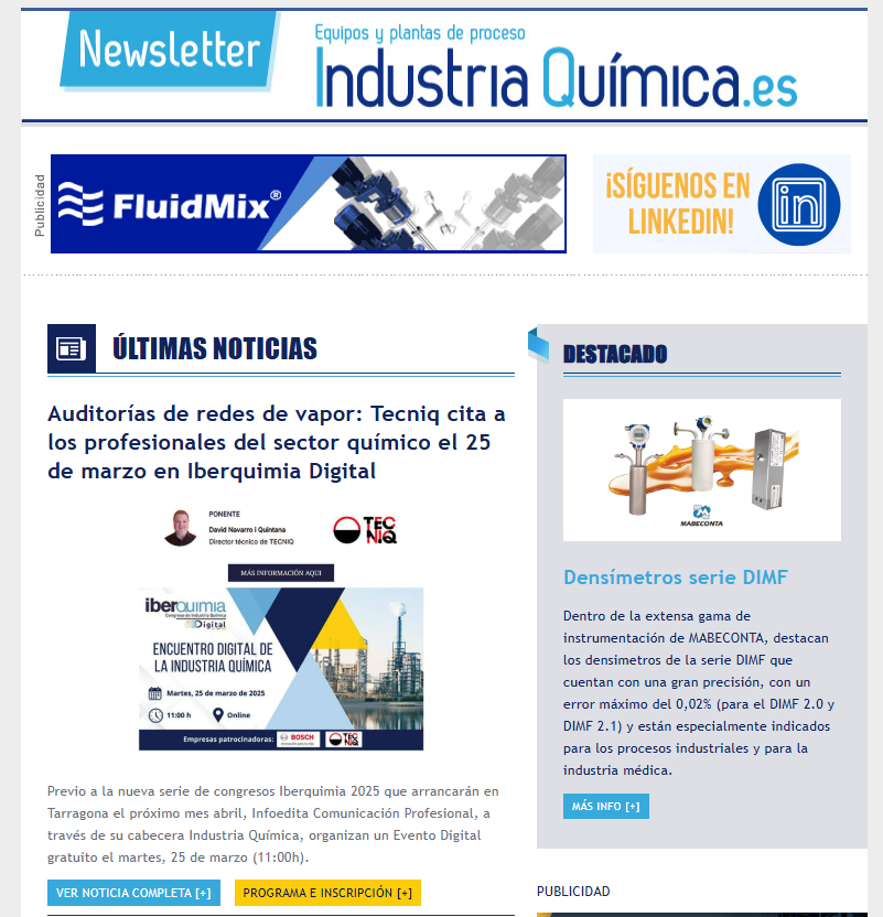industriQuimica's tweet photo. 📰 Newsletter Industria Química: Tecniq cita a los profesionales del sector químico el 25 de marzo en Iberquimia Digital
⭐ Destacamos: Densímetros serie DIMF

➡️ https://t.co/rfUpnNNpMj

#Química #IndustriaQuímica #Chemistry https://t.co/HqNJPNXIW4