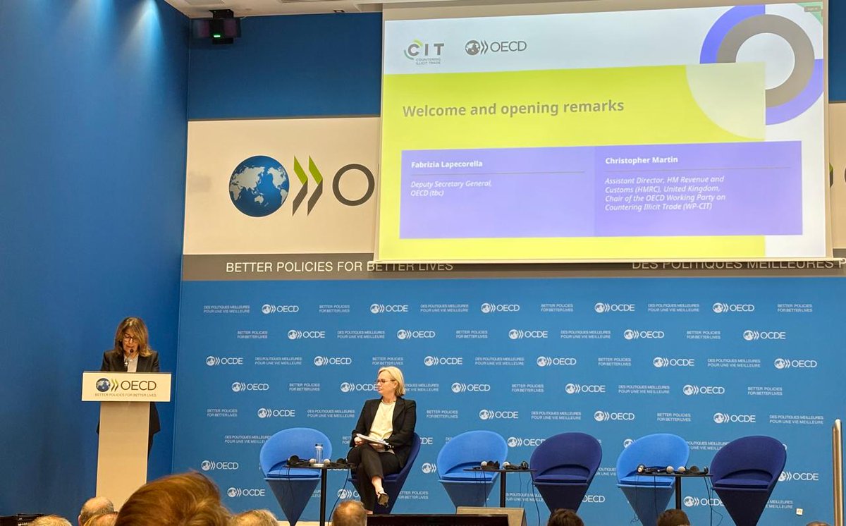 Day 1 of the OECD Forum on Countering #IllicitTrade: OECD Deputy Secretary-General @FLapecorella previewed this afternoon’s launch of TRACIT’s 2025 #IllicitTradeIndex, highlighting it as a valued initiative to provide insights.