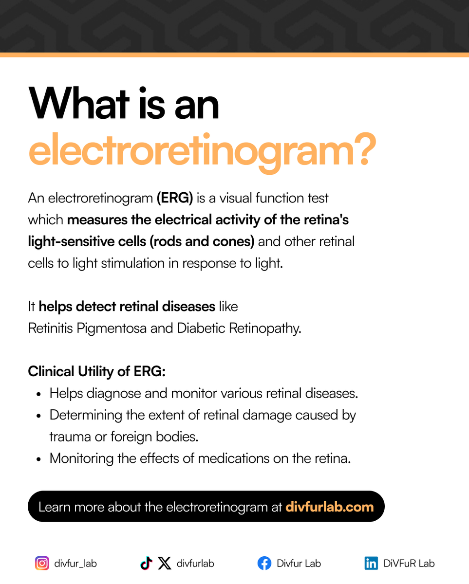 divfurlab's tweet photo. Interested in what we do? Let's delve into it. Today we bring to your attention what ELECTRORETINOGRAM is. 

#DivFurLab #UCC #EyeHealth #VisionScience #OptometryResearch https://t.co/AAWZCEwFfq