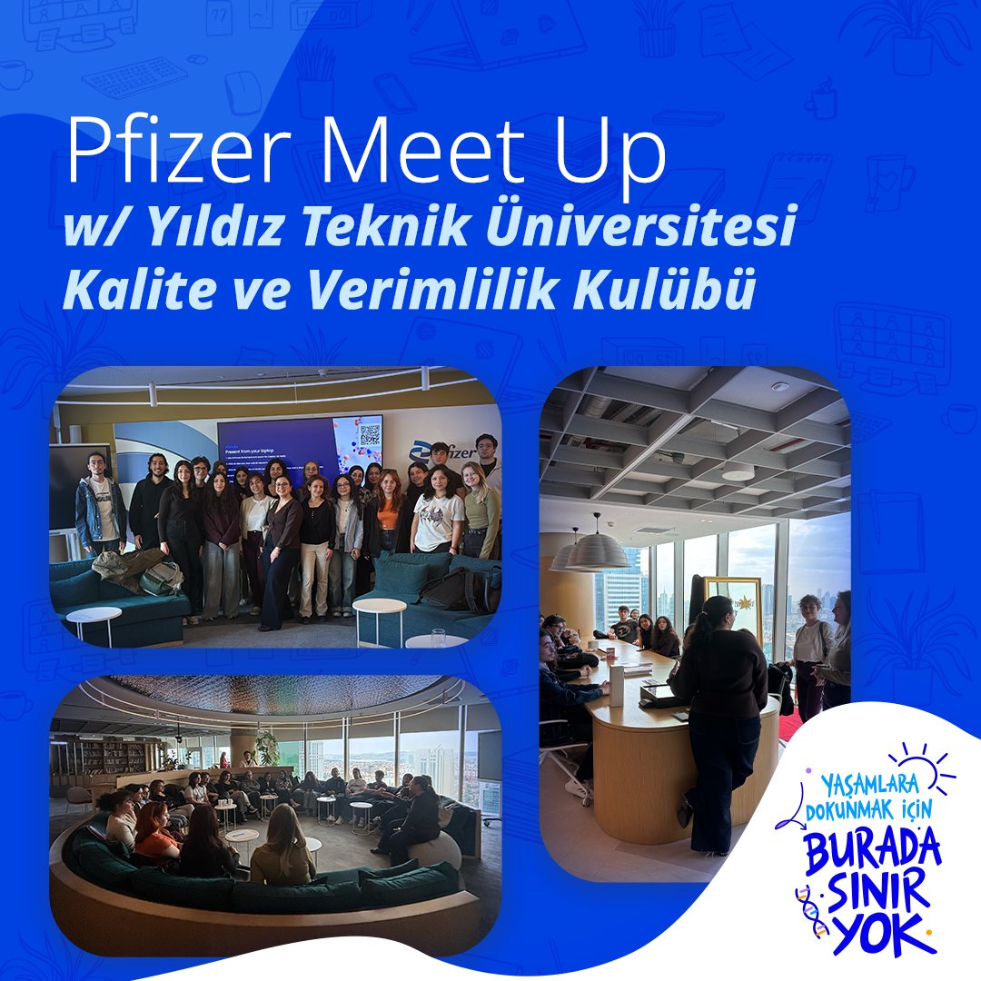 Yıldız Teknik Üniversitesi Kalite ve Verimlilik Kulübü üyeleriyle Pfizer Sirius Ofis’te keyifli bir #PfizerMeetUp gerçekleştirdik!