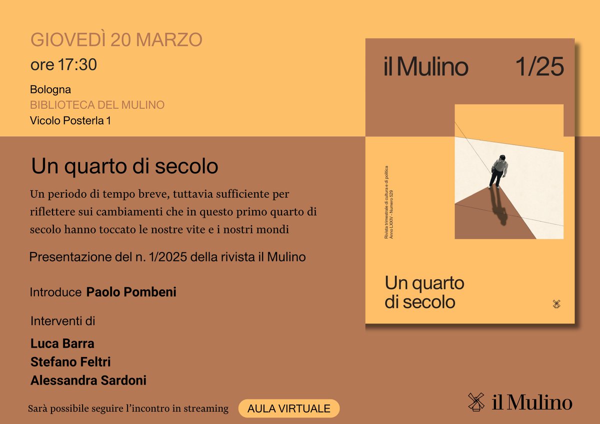 Il primo numero del 2025 è in arrivo. Vi aspettiamo giovedì 20 marzo alle 17.30 alla biblioteca del Mulino a Bologna, anche in streaming 👉 rivistailmulino.it/a/presentazion…