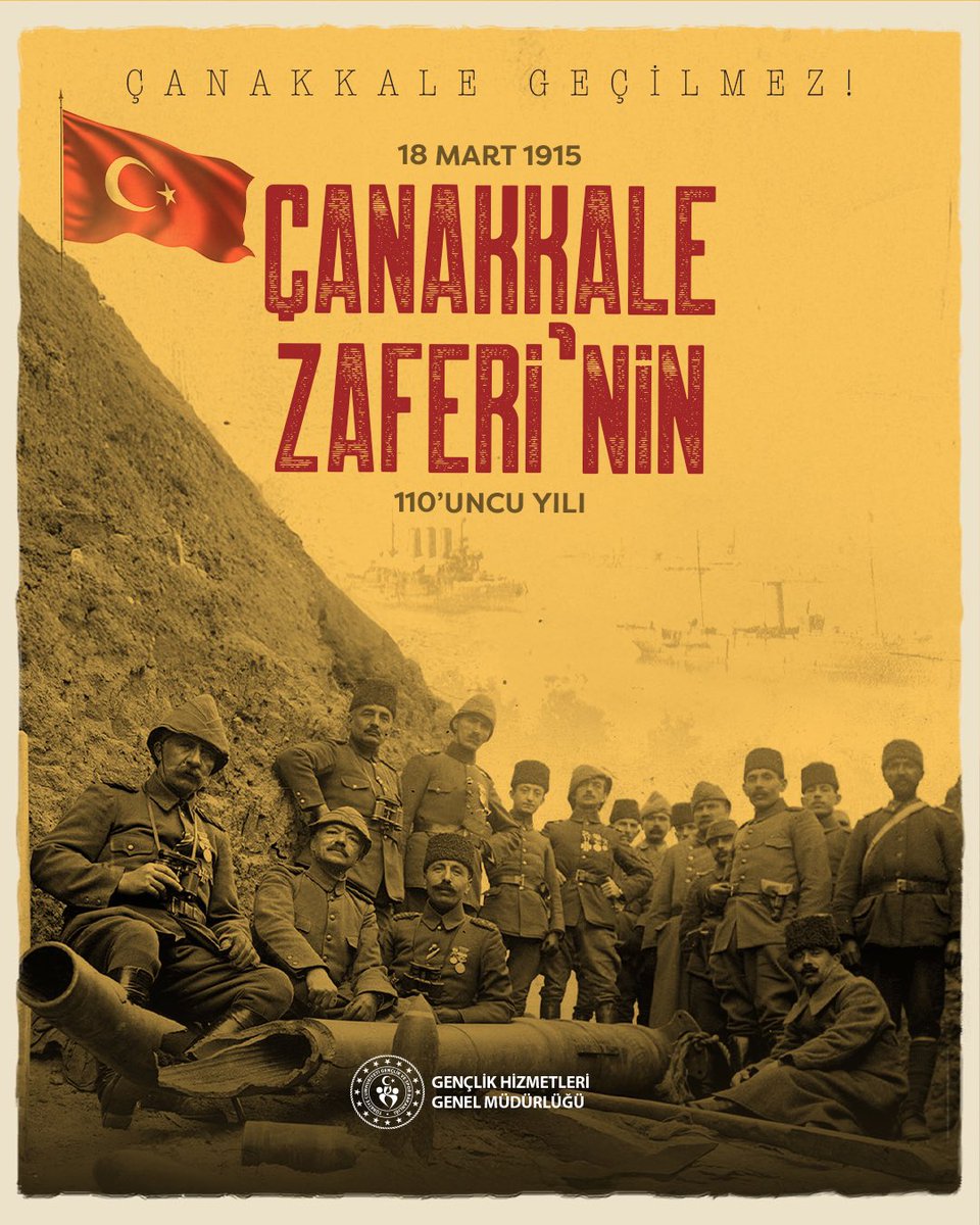 Onbeşinde toprağa düşen, geri dönmeyi hiç düşünmeyen kahraman atalarımızdan aldığımız ebedi emaneti, Türkiye’nin sarsılmaz gücü ve kudreti olan “Gençlerimizle” birlikte ilelebet taşıyacağız! 🇹🇷

 18 Mart Çanakkale Zaferi Kutlu Olsun! 🇹🇷

#TürkiyeninGücüGençliği #18Mart #Çanakkale