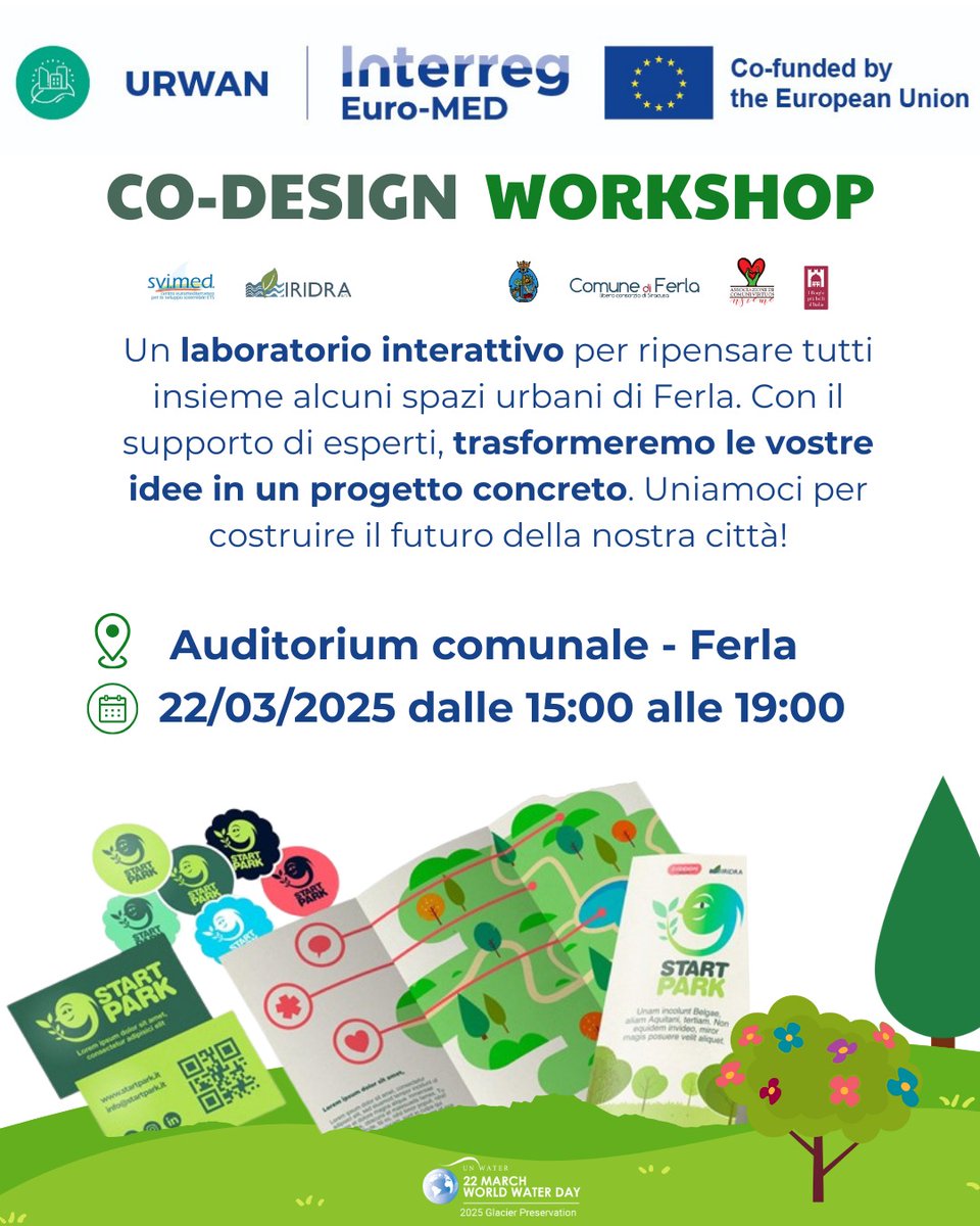 Start Park FERLA 🌿
📍 Ripensiamo Piazza Aldo Moro con un laboratorio di co-progettazione
💡 Natura contro caldo e siccità?

Esperti, architetti e cittadini insieme per trasformare idee in soluzioni reali!🌱
🔗urwan.interreg-euro-med.eu

#StartPark #Sostenibilità #WorldWaterDay2025