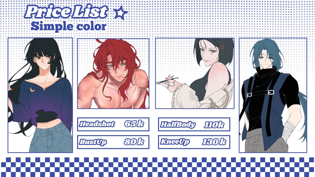 [OPEN COMMISSION]
Likes + RTs are highly appreciated ♡

Hello-! i'm opening my commission for local (can do couple/yume) 
Yang berminat &amp; mau tanya-tanya bisa langsung contact aku lewat dm or discord yah 🥶🩵 

Untuk detail bisa diliat dibawah ini yaww 🧵 [1/2]