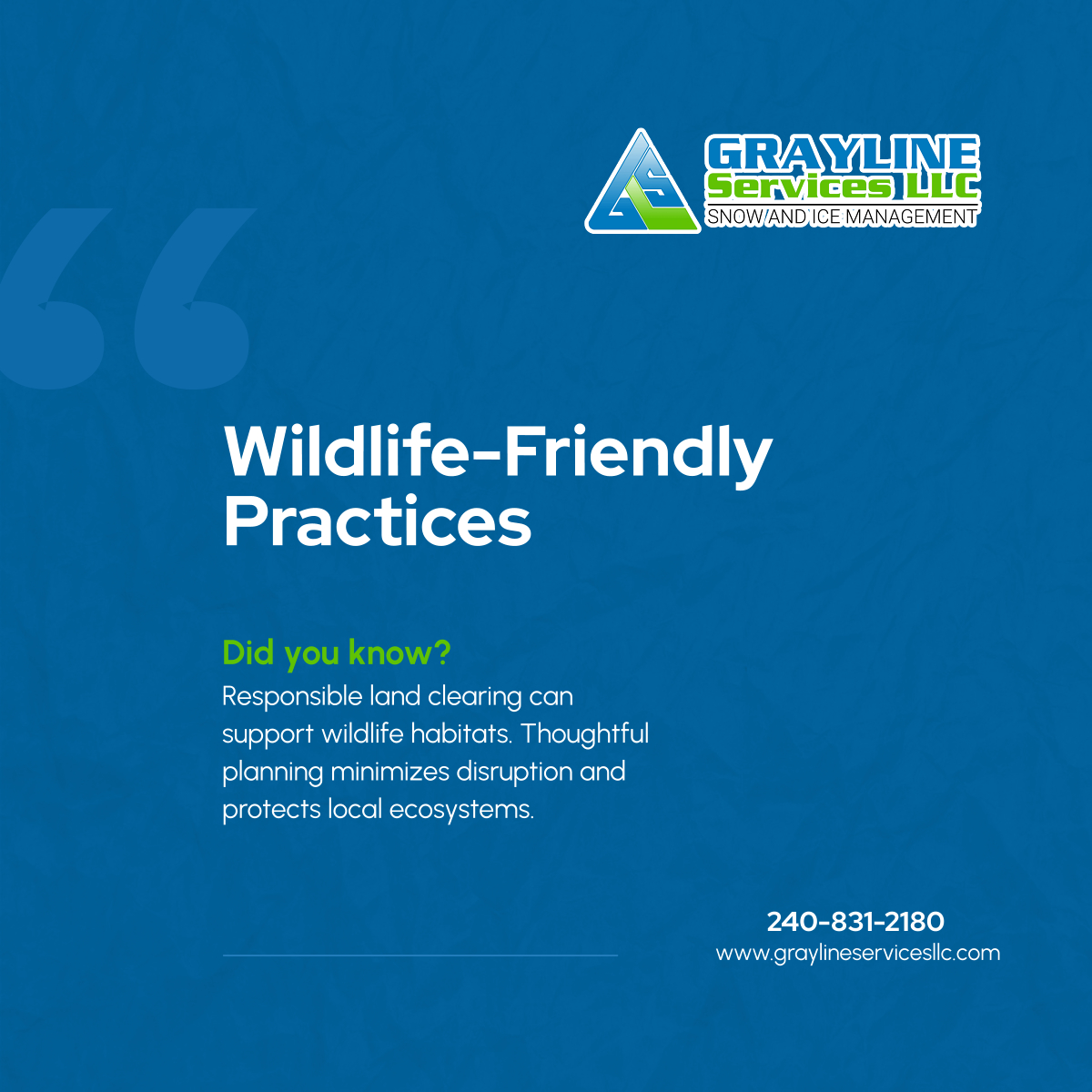 Graylinesvcs's tweet image. Land clearing doesn’t have to harm wildlife. Discover eco-friendly solutions that preserve habitats while meeting project goals. Ask us about our wildlife-friendly land clearing solutions. 

#WildlifeConservation #CollegeParkMD #LandClearingService