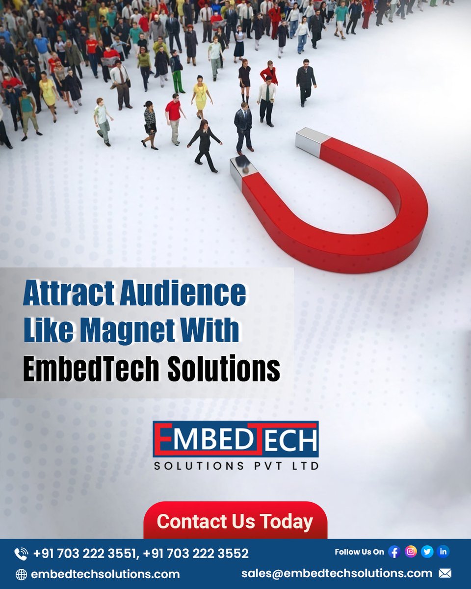 Embedtech_sol's tweet image. Attract Audience Like a Magnet with EmbedTech Solutions! In the digital age, visibility is everything. 
🌐 embedtechsolutions.com
#Embedtech #MobileApplicationDevelopment #WebsiteDevelopmentServices #InteractiveFlaPanelDisplaySupliers #MachineLearningServicesProviders