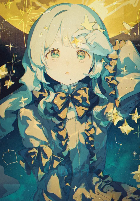 光を黄色っぽく 影を青っぽく ってやつやってみたくて勢いで描いたんだけどかなり可愛い 