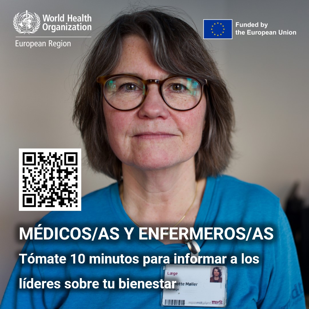 PCallejaTol's tweet photo. La OMS ha diseñado una encuesta sobre salud mental y condiciones laborales de enfermeras y médicos. Es anónima, está en español y no lleva más de 12 minutos cumplimentarla. 

Os animamos a todos a participar hasta el 31 de  marzo y dar difusión. 

Link https://t.co/HDsXX3THPK https://t.co/gfZfSWBTp2
