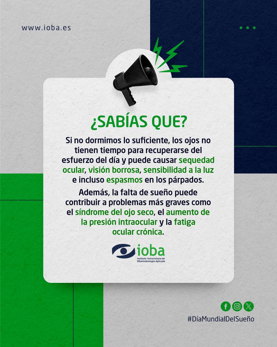 Hoy #DíaMundialDelSueño recordamos que un #Descanso adecuado no solo es clave para la energía y el bienestar general, sino también para la #SaludOcular, ya que ayuda a mantener los ojos hidratados, reducir la inflamación y mejorar la recuperación celular de los tejidos oculares.