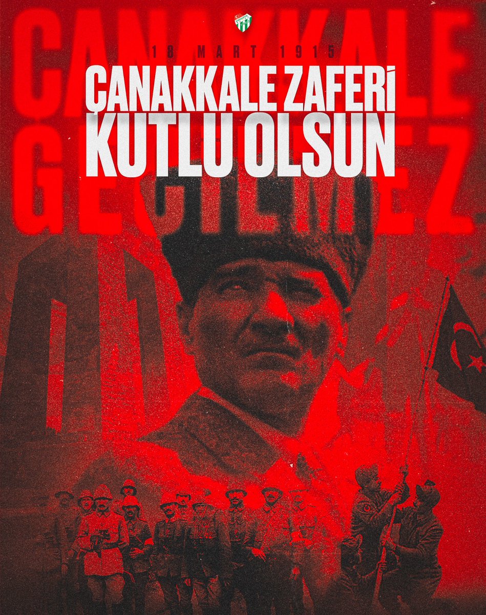 🇹🇷 Çanakkale, bir milletin inançla yazdığı destandır. 

Başta Gazi Mustafa Kemal Atatürk olmak üzere tüm şehitlerimizi rahmet ve minnetle anıyoruz.