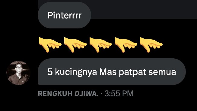 Rupawhi's tweet photo. ㅤ

Gak papa deh alisnya naik yang penting kucingku lima di-patpat semua. 😼😼😼😼😼

ㅤ https://t.co/Syrmu8iuZq