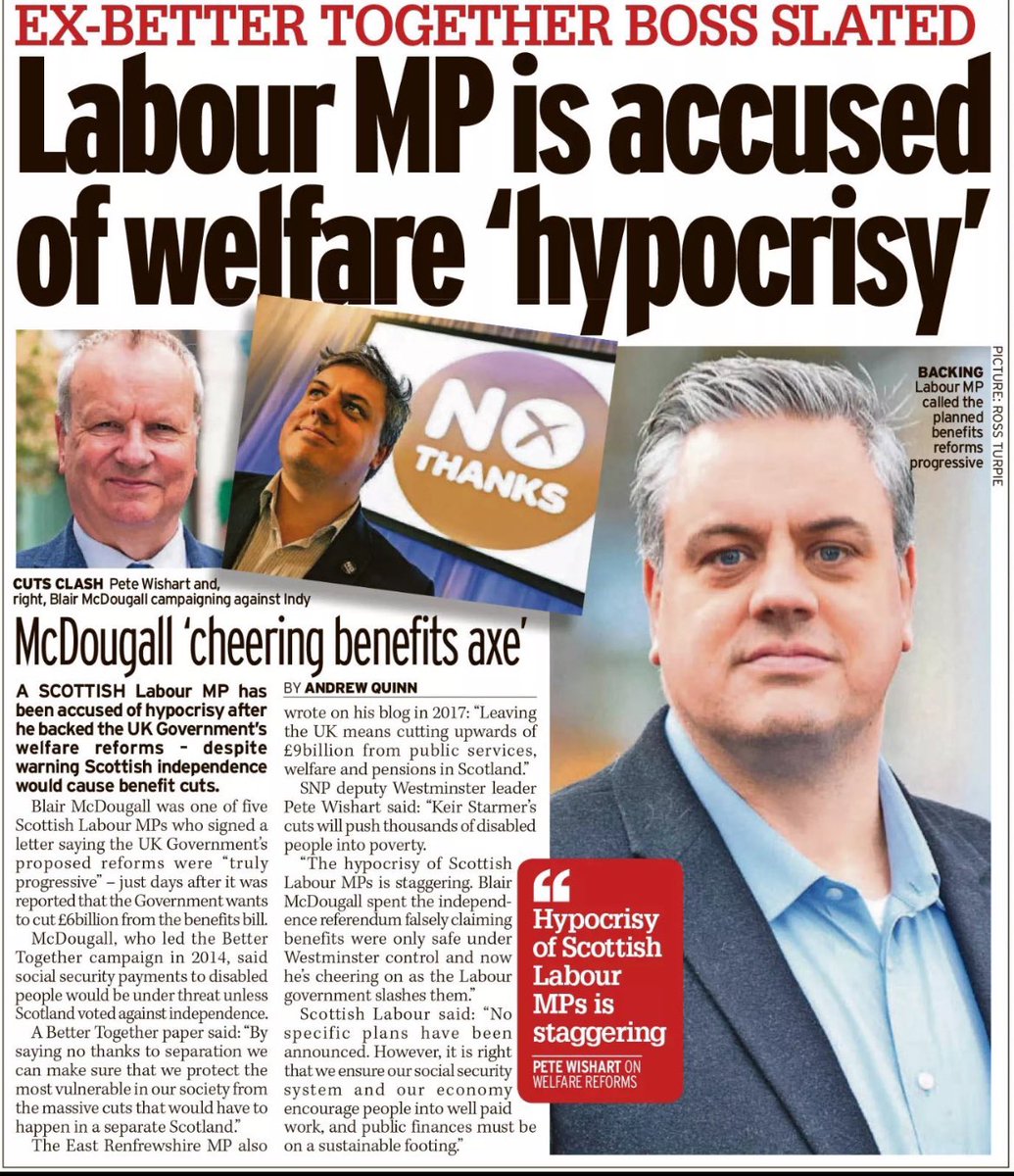 When he ran the anti-independence Better Together campaign he said we needed to stay in the UK because of social security. Now - a decade on - as a Scottish Labour MP he’s cheerleading for benefit cuts.