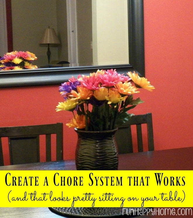 Struggling to find a chore chart that works for your family? Check out this chore plan that doubles as a centerpiece!  funhappyhome.com/creating-a-cho… #chores #chorechart #parenting #crafts