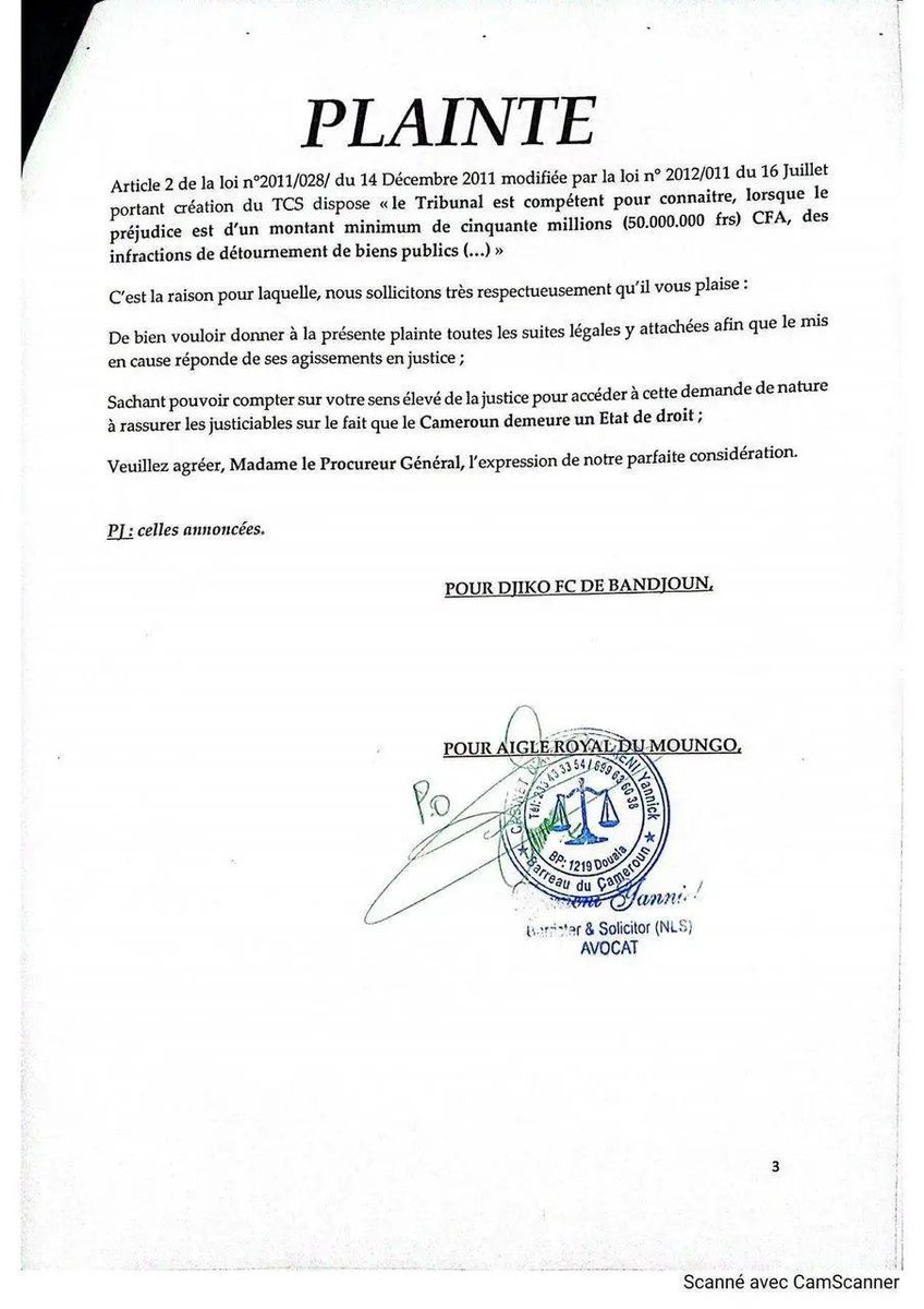AllezLesLions's tweet photo. 🔴 Joseph Feutcheu, president Djiko FC et Alphonse Fometeu, SG Aigle Royal du Moungo, portent plainte contre le président de FECAFOOT, Samuel Eto’o, au Tribunal Criminel Spécial pour détournement des biens publics suite au non versement de la subvention allouée aux clubs par l’Etat du Cameroun. 🇨🇲