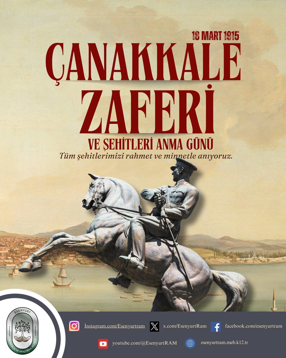 Esenyurt RAM (@esenyurtram) on Twitter photo “Çanakkale geçilmez!” diyerek canlarını siper eden kahramanlarımızı saygı, minnet ve rahmetle anıyoruz.
Şehitlerimizin aziz hatırası önünde saygıyla eğiliyoruz. 🇹🇷
<a href="/MebOrgm/">Özel Eğitim ve Rehberlik Hiz. Genel Müdürlüğü</a> <a href="/istanbulilmem/">İstanbul İl Millî Eğitim Müdürlüğü</a> <a href="/istmem_oer/">İstanbul İl Özel Eğitim ve Rehberlik Hizmetleri</a> <a href="/esenyurtmem/">Esenyurt İlçe Millî Eğitim Müdürlüğü</a> <a href="/CobanogluF/">Fatih Çobanoğlu</a> <a href="/TayfunOzyolcu/">Tayfun ÖZYOLCU</a> “Çanakkale geçilmez!” diyerek canlarını siper eden kahramanlarımızı saygı, minnet ve rahmetle anıyoruz.
Şehitlerimizin aziz hatırası önünde saygıyla eğiliyoruz. 🇹🇷
<a href="/MebOrgm/">Özel Eğitim ve Rehberlik Hiz. Genel Müdürlüğü</a> <a href="/istanbulilmem/">İstanbul İl Millî Eğitim Müdürlüğü</a> <a href="/istmem_oer/">İstanbul İl Özel Eğitim ve Rehberlik Hizmetleri</a> <a href="/esenyurtmem/">Esenyurt İlçe Millî Eğitim Müdürlüğü</a> <a href="/CobanogluF/">Fatih Çobanoğlu</a> <a href="/TayfunOzyolcu/">Tayfun ÖZYOLCU</a>