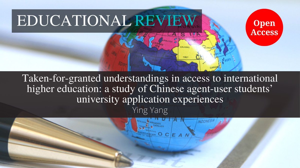 Education agents play an important role in Chinese students' overseas university applications. But do they create more opportunities—or reinforce inequalities? 
📖 Find out in this open access article by <a href="/YingYan16771006/">Ying Yang</a> 👉 doi.org/10.1080/001319…
#InternationalEducation