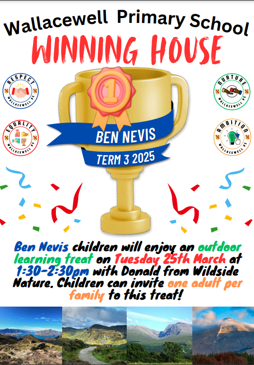 Well done Ben Nevis! They are our winning house for term 3. We are looking forward to celebrating with our Ben Nevis families next week. #celebratingsuccess #parentalengagement #community