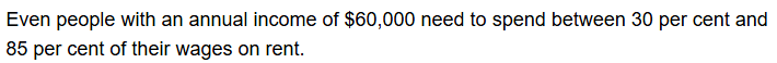 BREAKING: Australians need to spend part of their wage on rent

30-85% of wages on rent, no shit..