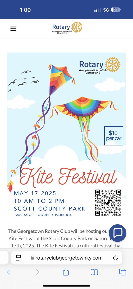 KyRotary's tweet image. May 17, 10-2p Scott County Park $10/ car