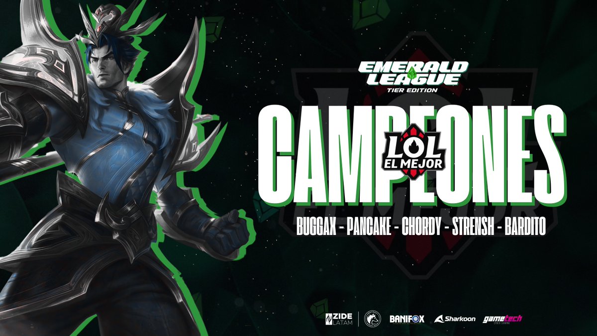 ¡Felicitaciones a LOL EL MEJOR por su increíble victoria en la Emerald Tier Edition de League of Legends en esta pretemporada! 🎉🎮

Con un impresionante 3 a 1, lograron derrotar a The New Kings y se coronaron como los campeones de la edición. ¡Su habilidad, estrategia y trabajo