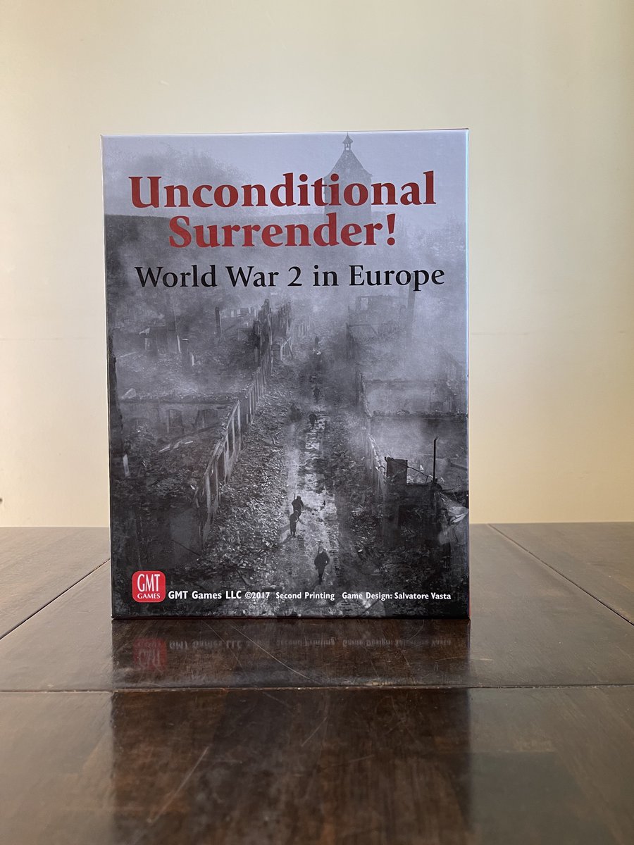 cardBoardmember's tweet photo. Unconditional Surrender!: Designed by Salvatore Vasta, published by @GMTGames in 2014. A strategic wargame—Axis, Western, and Soviet factions vie for Europe, ‘39-45, with low counter density and big-picture destiny. #wargaming #WWII #UnconditionalSurrender https://t.co/vofCL01Khn