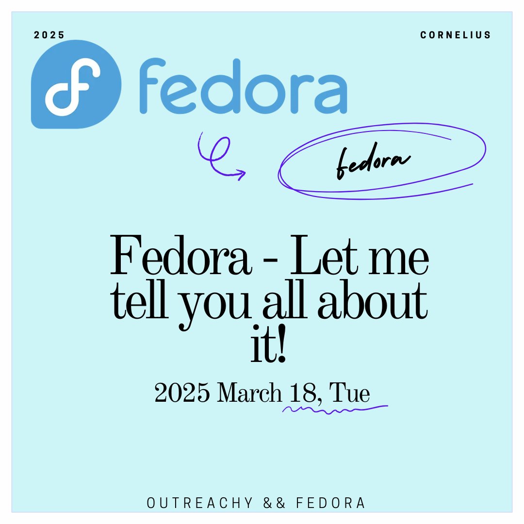 to that one good thing I'm good at: writing, organizing and speaking at events!
I'm excited to share I'm participating in outreachy contribution phase and contributing to the Fedora, which aligns with my goals. Check out my blog post about Fedora.

bit.ly/3FCuLsj