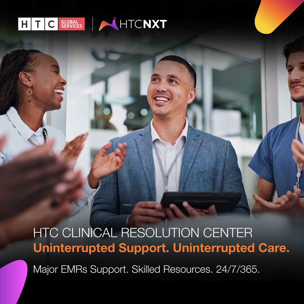 HTCInc's tweet image. EMR go-lives, emergencies, and daily IT demands—HTC Clinical Resolution Center has you covered. Because patient-centered care deserves IT support that’s just as dependable. Talk to us now. htcinc.com/services/bps/s… 

#ClinicalResolutionCenter #Health #Healthcare #HTCGlobalServices