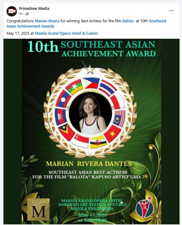 DongYan Southeast Asian Achievement Awards 🙏🫶

Best Actress #Balota 
Best TV Host #FamilyFeud

Marian Rivera x Dingdong Dantes