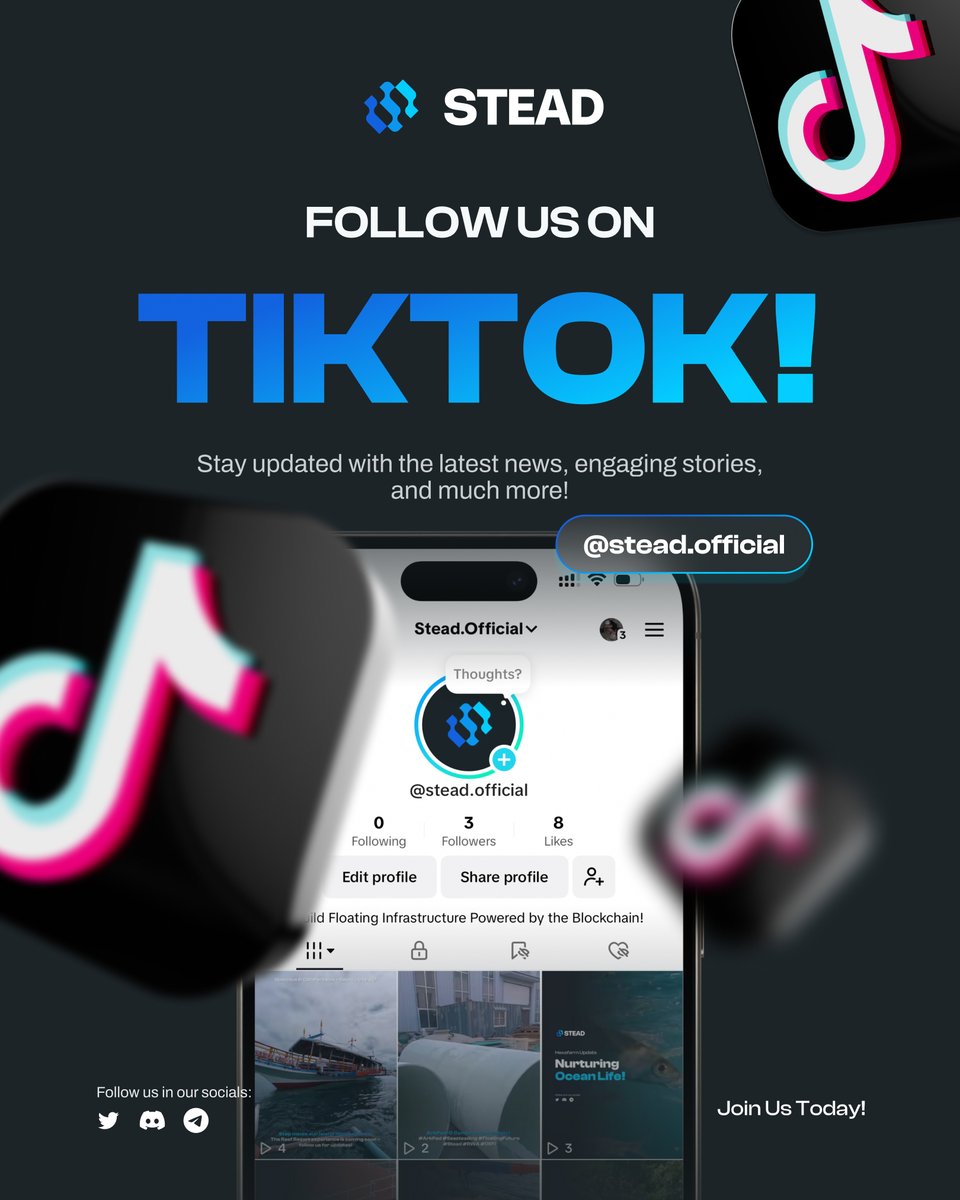 📢 We’re Now on TikTok! 🎥🚀

Stay in the loop with exclusive updates, behind-the-scenes content, and exciting stories about Stead! Follow us @ stead.official and be part of the journey as we build the future of floating infrastructure. 🌊🏝️

Hit that follow button and join us