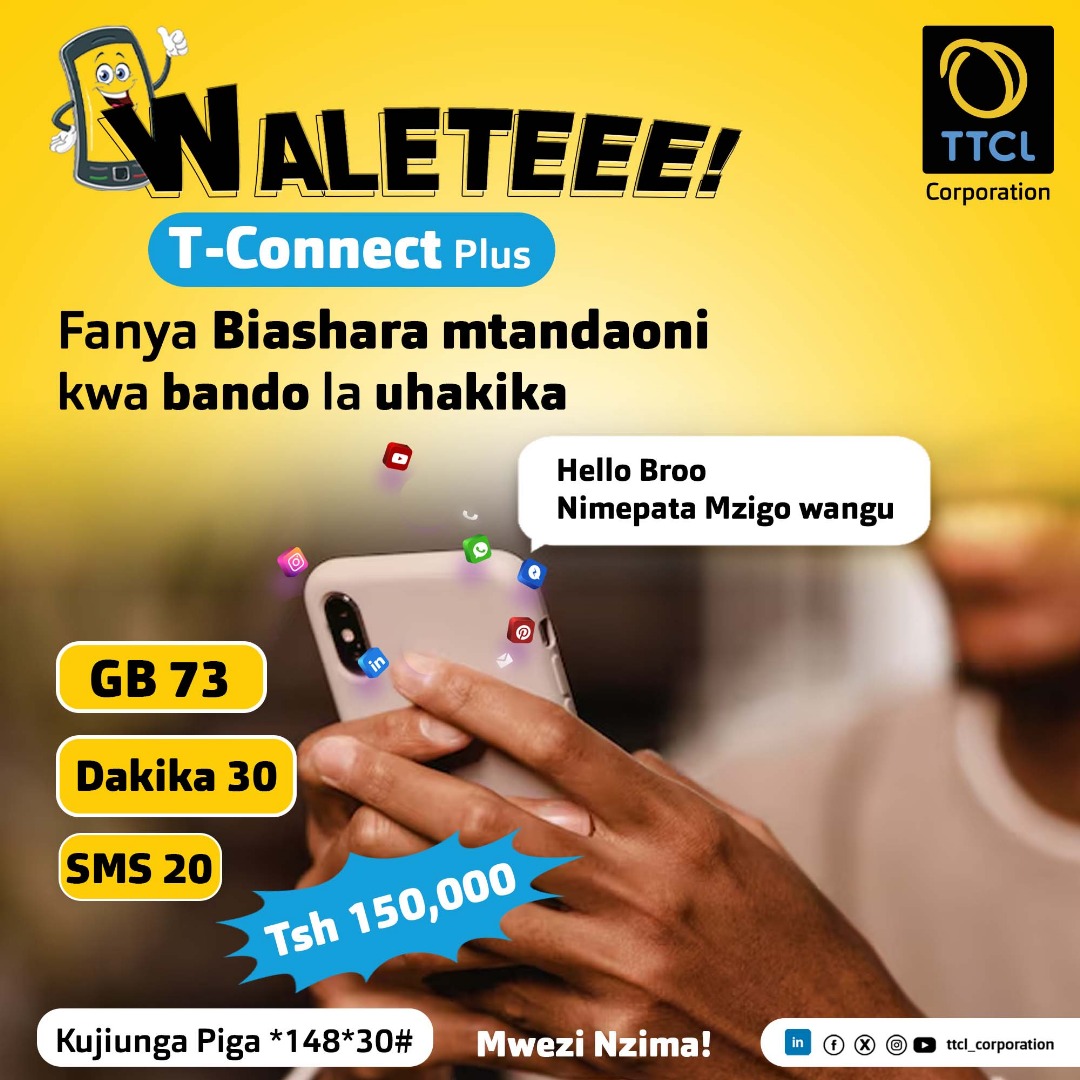 TTCLCorporation's tweet photo. #waletee Nyumbani mambo ni moto na T-Connect Plus
#ishikidigitali https://t.co/sxfTK8P3Aw