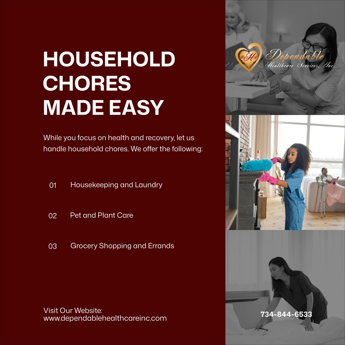 dependablehcs's tweet photo. Free up time and reduce stress by letting us handle household chores. Our comprehensive services help you focus on health and well-being. Contact us for more information!

#HomeHealthCare #CantonMI #HouseholdSupport https://t.co/L6q5eB7JQB