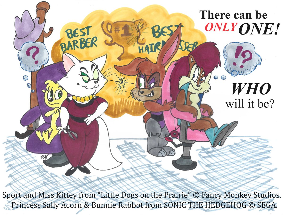 JCShockency's tweet photo. Southern Belles Start Ringing! [4-17-2024] 
Suggested by 3Bluemoon 

SatAm Sonic X Little Dogs on the Prairie 

Two hairdressers with Southern accents... 
Who should be #1? 

#littledogsontheprairie #satamsonic #misskittey #bunnierabbot #sallyacorn #scout #SonicTheHedgehog https://t.co/0m3kyW4dFG
