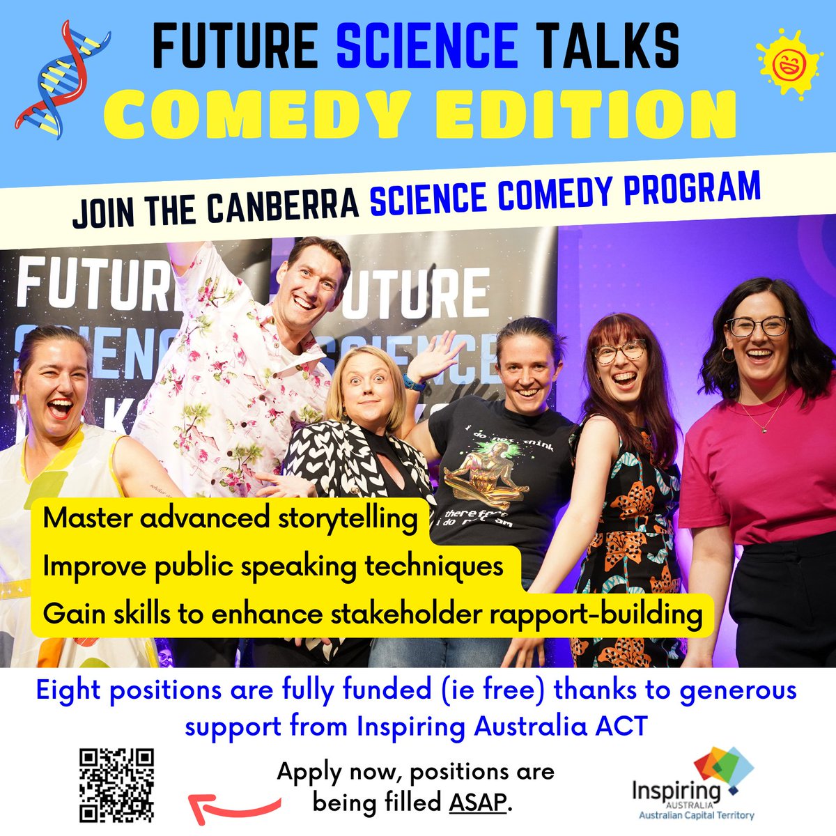 Science & Medicine at ANU (@scienceanu) on Twitter photo Science can be funny!
<a href="/inspiringACT/">Inspiring the ACT</a> is funding eight positions in the Science Comedy Program for researchers, scientists and post-graduate students.
The program begins on Monday 24 March, so get in quick!
Fill out this form to apply: docs.google.com/forms/d/e/1FAI… Science can be funny!
<a href="/inspiringACT/">Inspiring the ACT</a> is funding eight positions in the Science Comedy Program for researchers, scientists and post-graduate students.
The program begins on Monday 24 March, so get in quick!
Fill out this form to apply: docs.google.com/forms/d/e/1FAI…