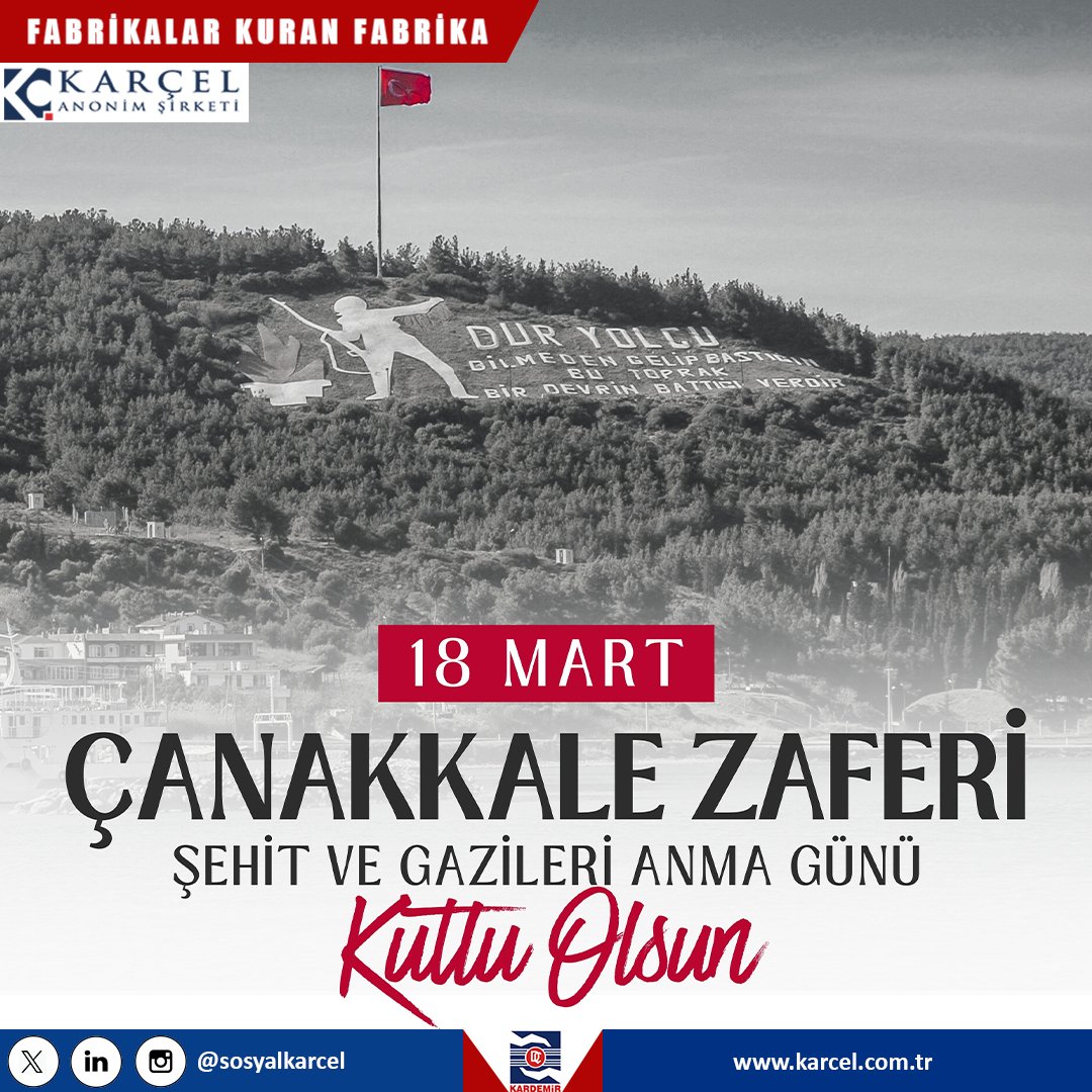 18 Mart Çanakkale Zaferi'nin 110. yıl dönümünde başta Gazi Mustafa Kemal Atatürk olmak üzere tüm kahramanlarımızı rahmet, minnet ve saygıyla anıyoruz.

#ÇanakkaleGeçilmez