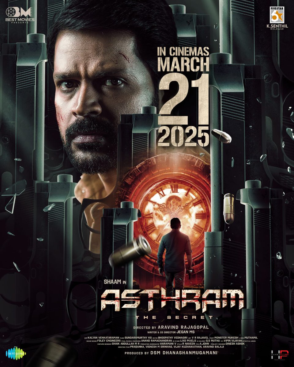 The Countdown is ON!.. Just 3 days to go for #ASTHRAM.

#ASTHRAM hitting cinemas worldwide this Friday, March 21st 2025.

#ActorShaam #AsthramFromMarch21 #MovieRelease  
#AsthramTheSecret #AsthramTrailer #Shaam #FiveStarRelease #BestMovies

<a href="/shaamactor/">SHAAM</a>
@FivestarSenthil