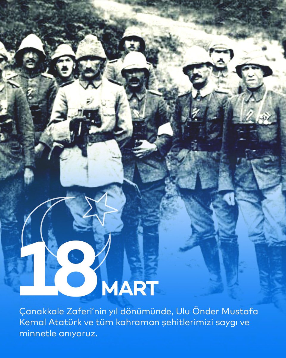 18 Mart Çanakkale Zaferi’nin 110. yıl dönümünde, başta Ulu Önder Mustafa Kemal Atatürk olmak üzere tüm kahraman şehitlerimizi saygı ve minnetle anıyoruz. #18Mart