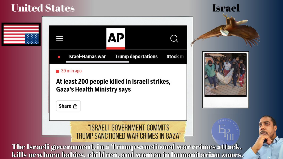 iFight4UAlways's tweet photo. The Israeli government commits Donald Trump sanctioned war crimes in Gaza's humanitarian zones, killing innocent newborn babies, children, men, and women. #WarCrimes 

https://t.co/c8QJPS9YQ0 https://t.co/r9TXQKuaH1