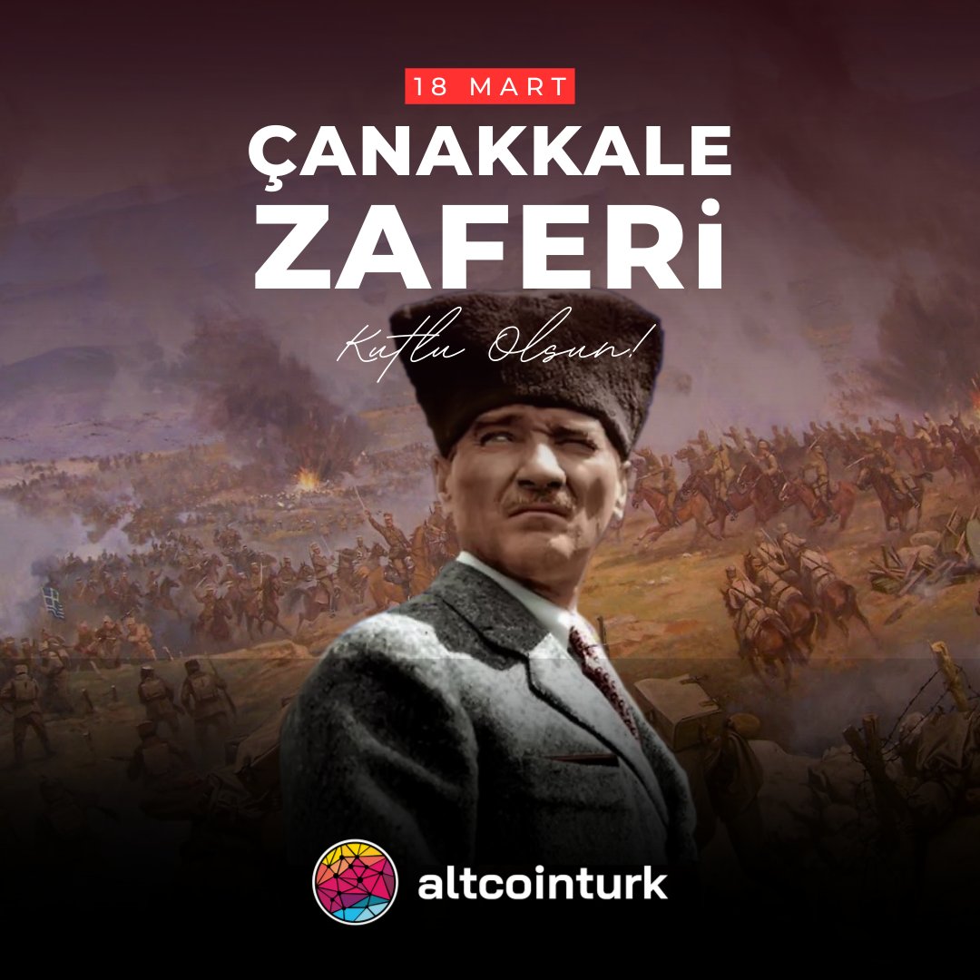 Altcointurk (@altcointurk) on Twitter photo 🇹🇷 18 Mart Çanakkale Zaferi'nin 110. yıl dönümünde başta Gazi Mustafa Kemal Atatürk olmak üzere tüm şehitlerimizi ve gazilerimizi saygıyla, minnetle ve rahmetle anıyoruz.
Çanakkale geçilmez! #18Mart 🇹🇷 18 Mart Çanakkale Zaferi'nin 110. yıl dönümünde başta Gazi Mustafa Kemal Atatürk olmak üzere tüm şehitlerimizi ve gazilerimizi saygıyla, minnetle ve rahmetle anıyoruz.
Çanakkale geçilmez! #18Mart