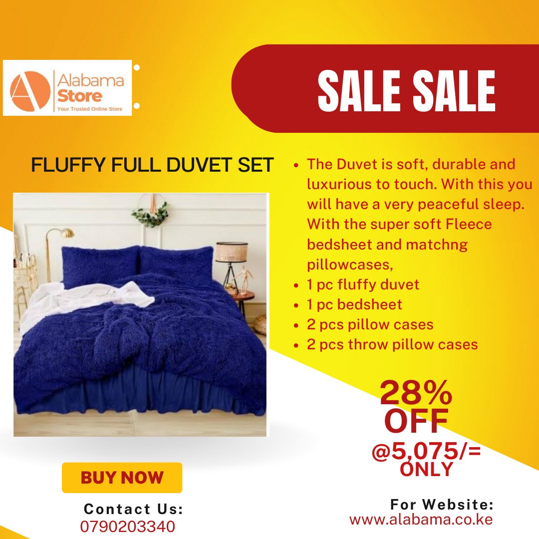 alabamastoreke's tweet image. Cozy up in comfort! 🛌 Fluffy full duvet set. Plush &amp;amp; warm. Perfect for chilly nights.
Get yours! 👉shorturl.at/W2Fan
#DuvetSet #BedroomDecor #KenyaHomes #FluffyBedding #ComfortLiving #alabamastoreke