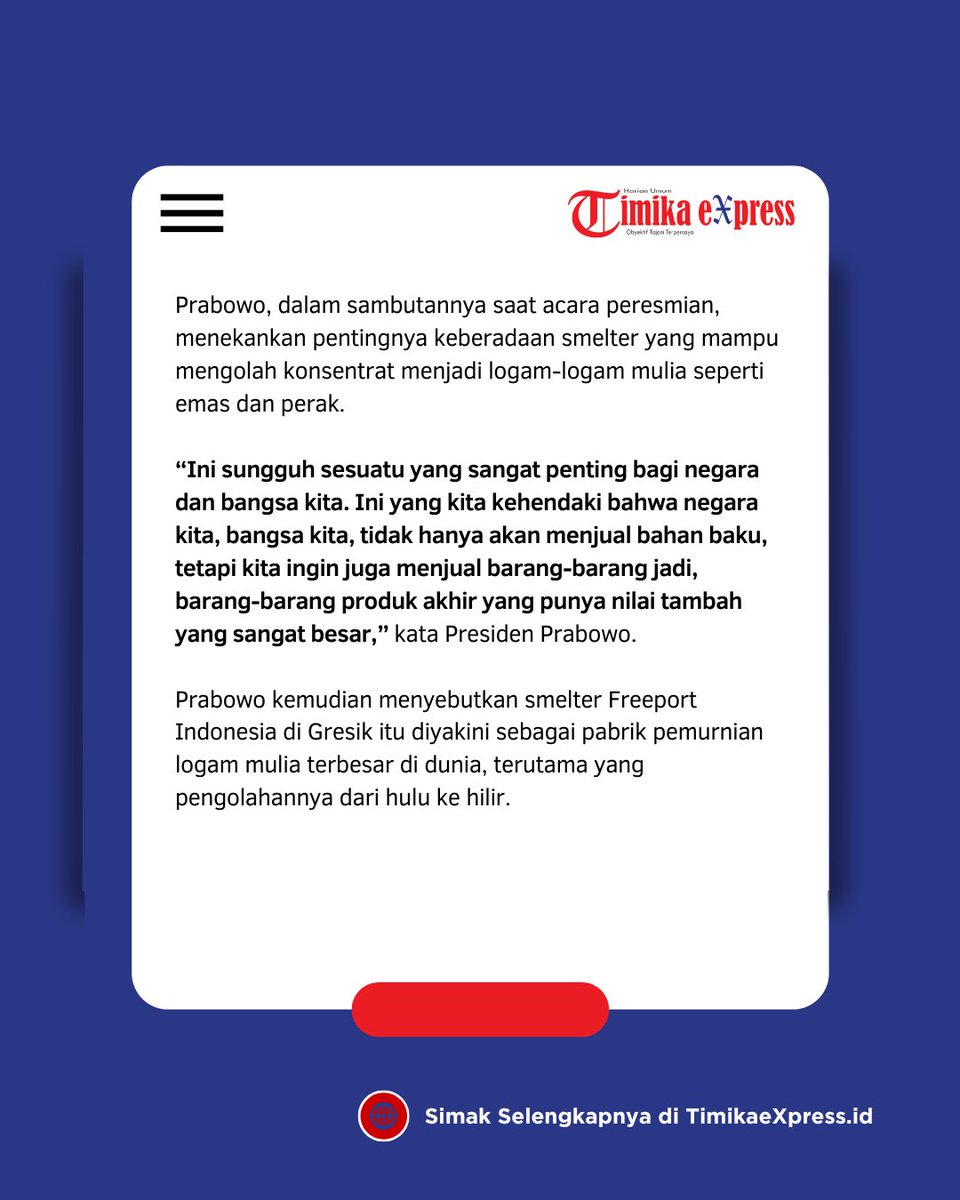 timikaexpress13's tweet photo. https://t.co/8hBKceEPOF
@IDFreeport @KemenBUMN @prabowo https://t.co/R6uDroWwaS