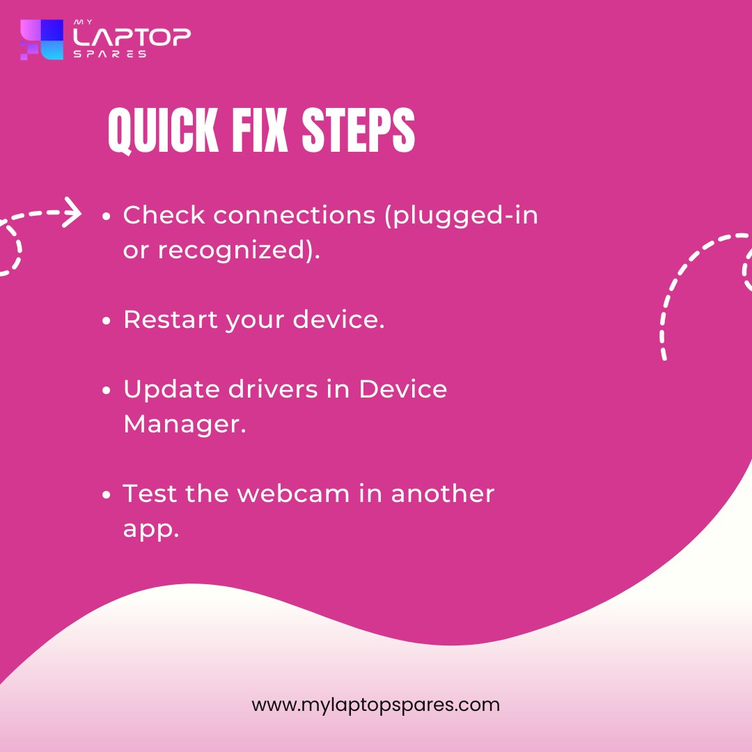 mylaptopspare's tweet image. Webcam not working? Don’t stress—we’ve got you covered!

Try our quick fixes to get your webcam back in action, or upgrade to a brand-new one for HD clarity and seamless performance.

Shop now at zurl.co/uEmhx 

#WebcamFix  #UpgradeYourGear