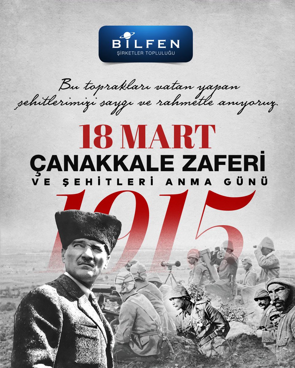 18 Mart Çanakkale Zaferi ve Şehitleri Anma Günü

Tüm şehitlerimizi saygı ve rahmetle anıyoruz.

#18Mart #18MartÇanakkaleZaferi #ÇanakkaleGeçilmez